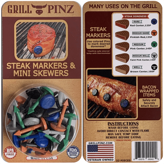 STEAK MARKERS BY GRILL PINZ *NEW COLORS* - GrillPinz